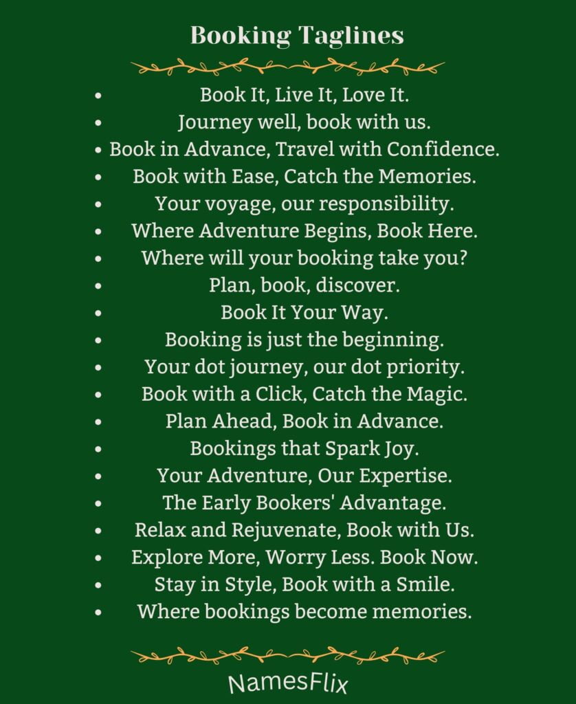 Booking Taglines